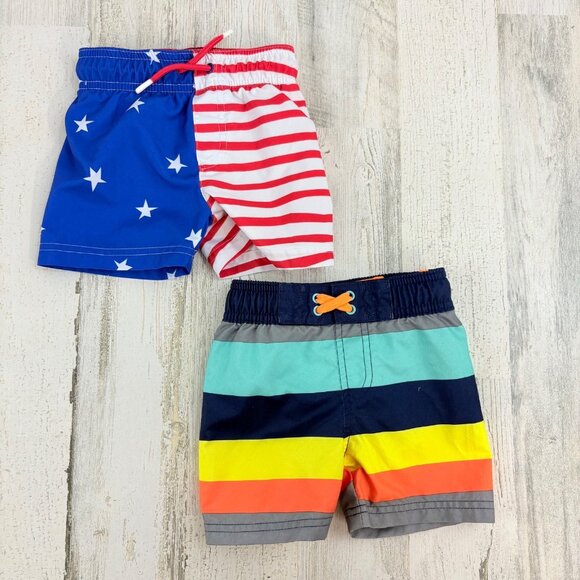 Cat & Jack Baby Boys 9 M Swimsuit Lot of 2 Trunks Rash Guard Swim - Picture 3 of 11